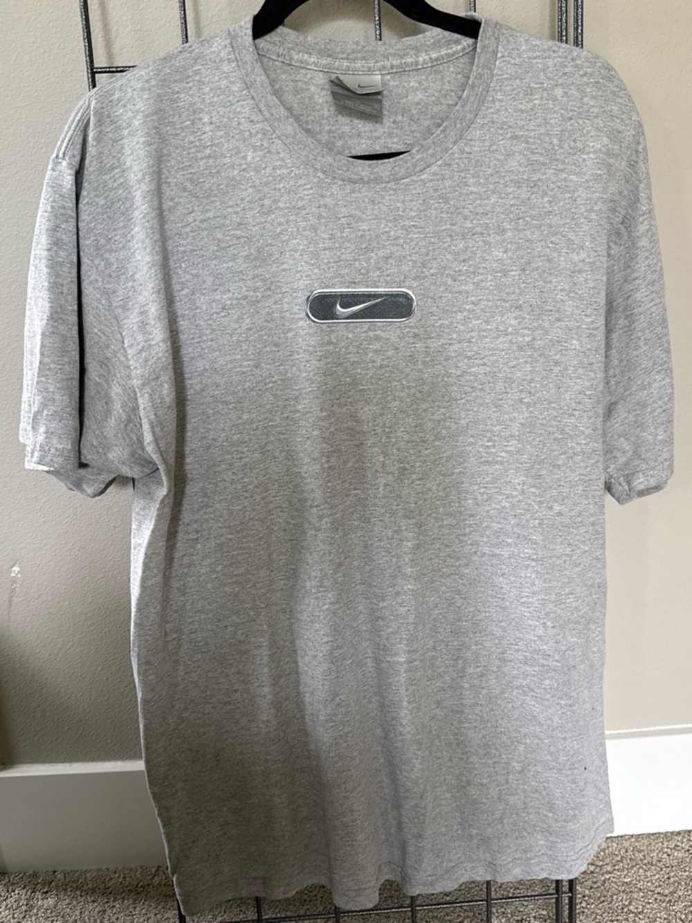 Nike baseball Light Gray Short-Sleeve Crew Tee with Small Swoosh Patch